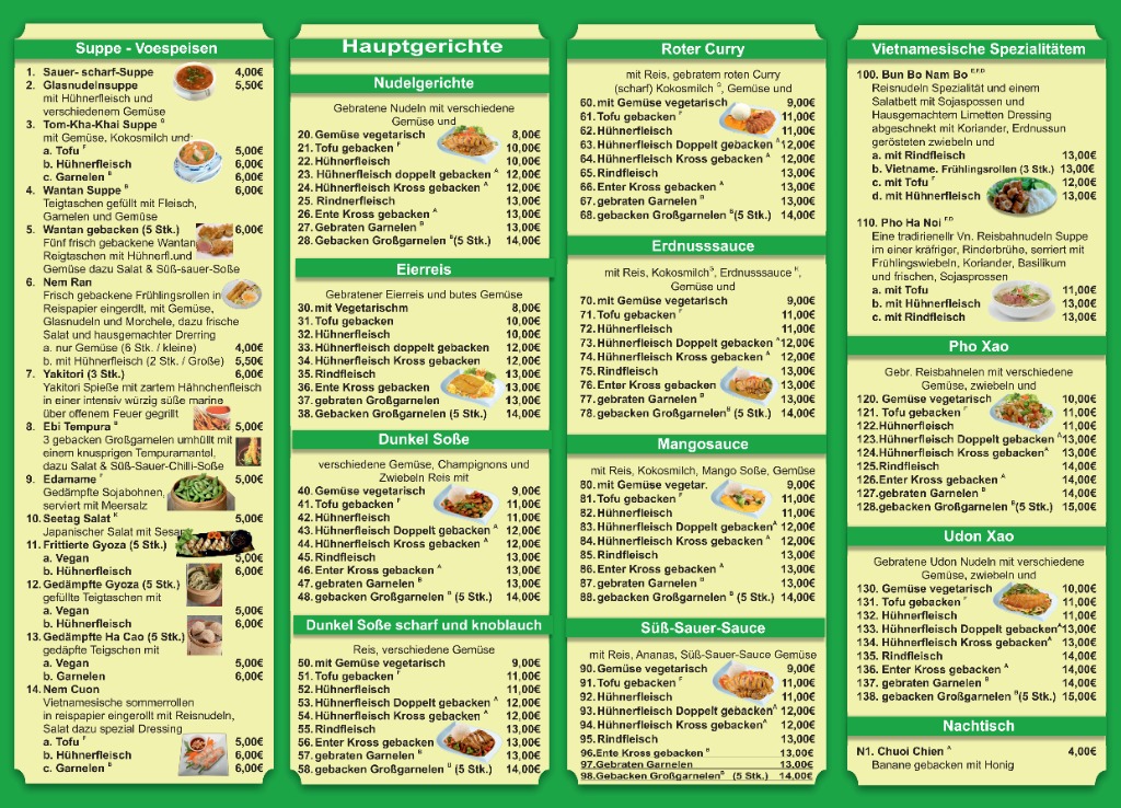 Speisekarte Seite 2 - Sushi und Getränke